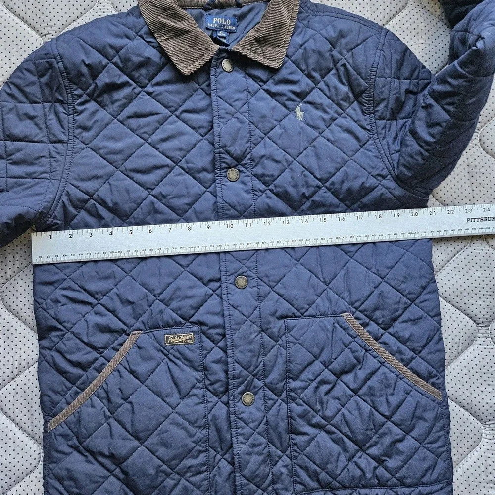 Polo Ralph Lauren Boys XL 18/20 Quilted Jacket Navy Blue Barn Coat Corduroy...